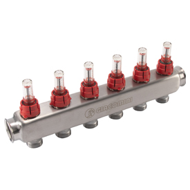 R553MS Vorlaufverteilerbalken aus Edelstahl mit Durchflussmessern